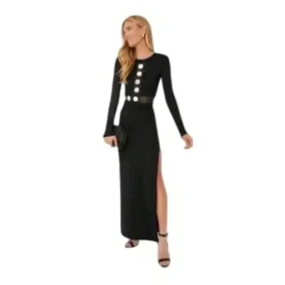 Staud Asher Long Sleeve Maxi Dress Black Size Small